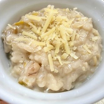 Risoto de alho poró com nozes
